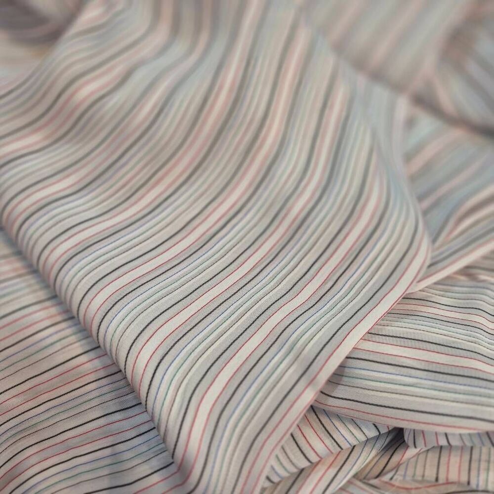 Fabric, White Multicolored Striped Chiffon 45" x 3.5 yards